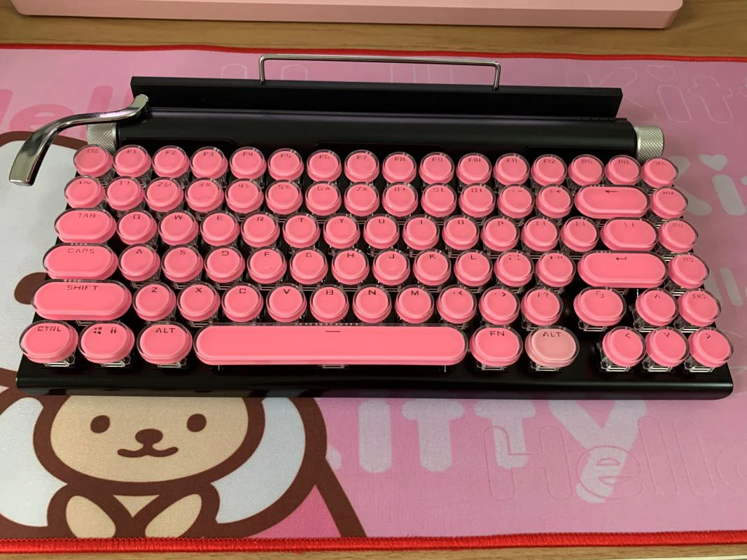 Retro typewriter mechanical keyboard round keycap phone tablet MAC Bluetooth keyboard for phone PC gaming