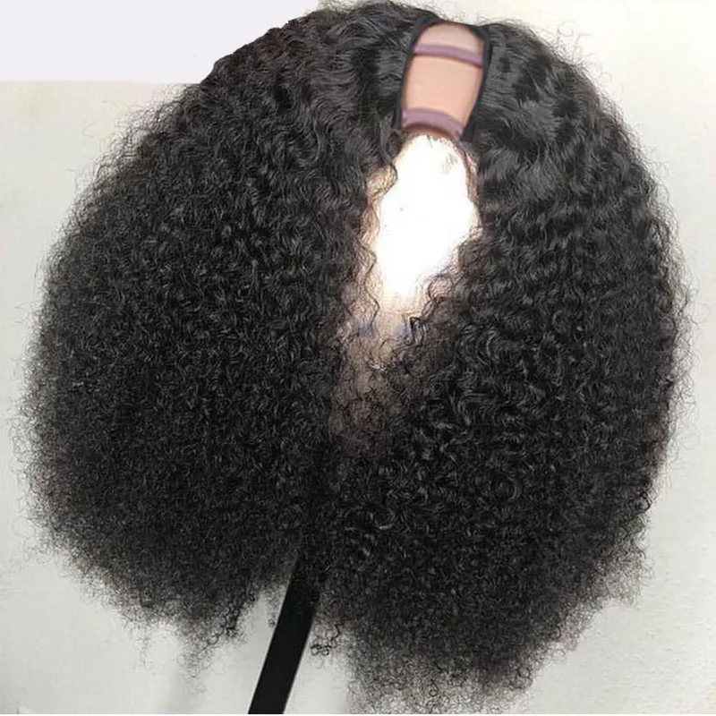 100% человеческие волосы афро кудрявые U часть парики для женщин Высокая 250%