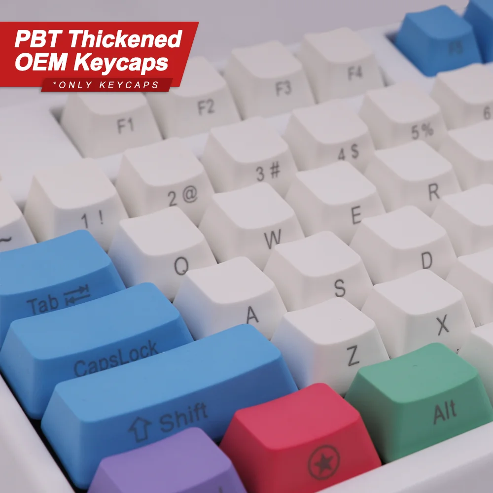 Фото Механическая клавиатура с мелом колпачки клавиш PBT OEM профиль 108 для 60% 80% 104 GK61 SK61