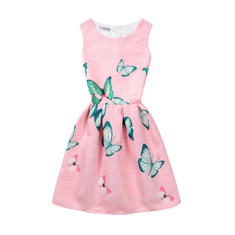 Girls Dresses Summer Sleeveless Dress for Butterfly Flower Kids Princess Birthday Party Clothes Vestidos De Festa | Детская одежда и