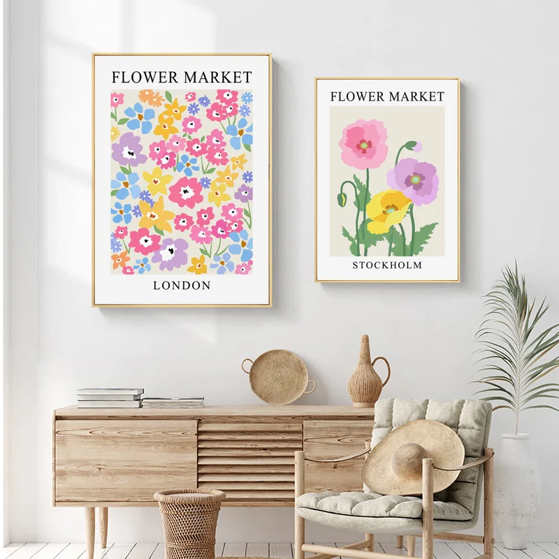 Тюльпан Роза цветочный рынок постеры многоцветный маленький настенный