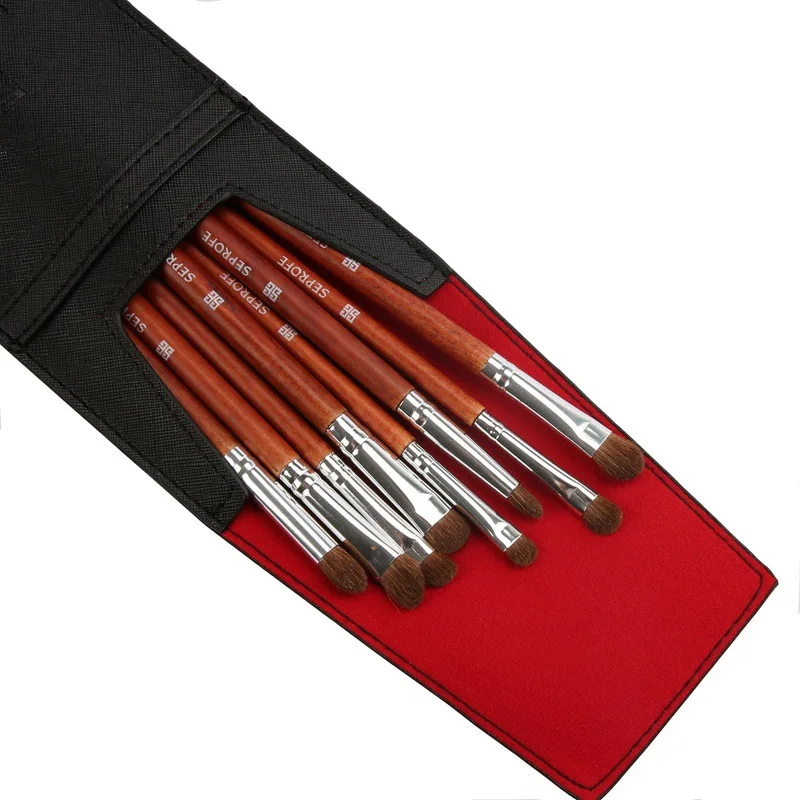 

SEPROFE new 8 makeup brush redwood handle silver tube horse hair makeup brush beauty tool eye shadow brush set