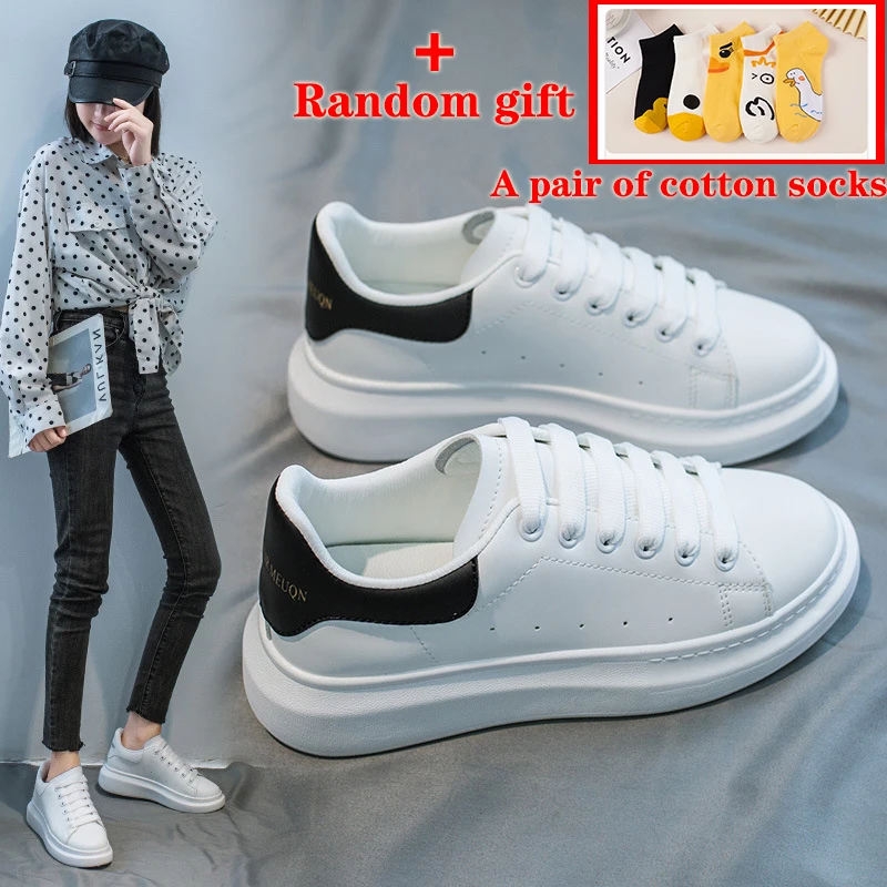 

Women Sneakers Off White Explosion Models Casual Shoes Thick-soled Wild Breathable Students Increase Flat Shoes for Women's