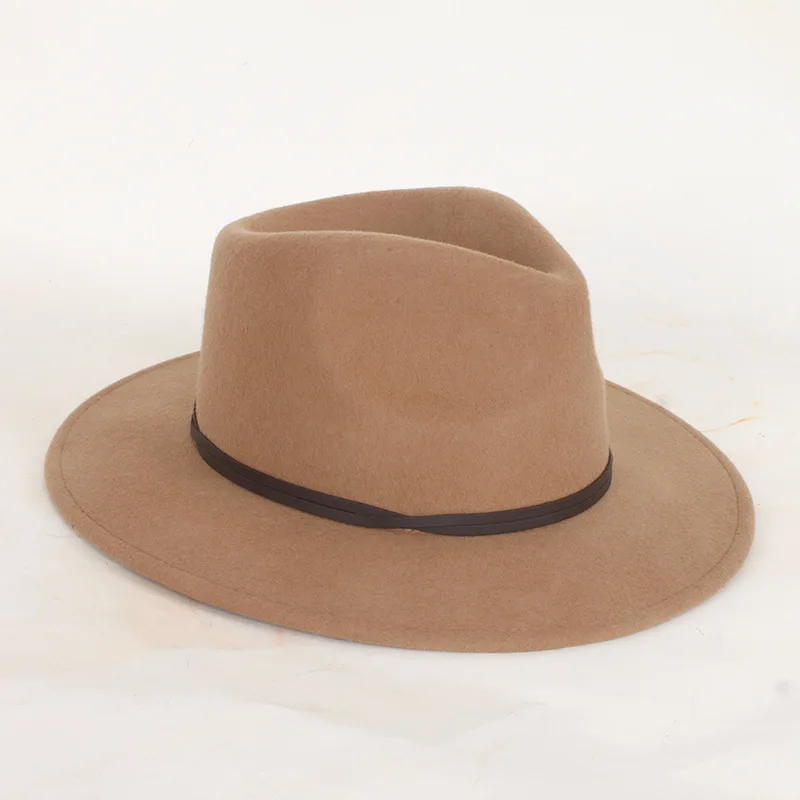 

2022 Fur Hats Women In Europe And The British Retro Big Brim Hat Sir Aristocratic Leisure Wool Cap Cap Luxury Cashmere Hat