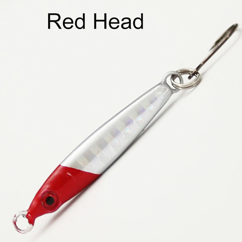 red head 1 шт., свинцовая рыба, 3 г, 5 г, крошечный джиг, жесткая приманка, длинная литая, маленькая металлическая приманка, один крючок, пляжный поток, UL, рыболовные снасти, маленький джиг, приманка, Pesca - Цвет: red head