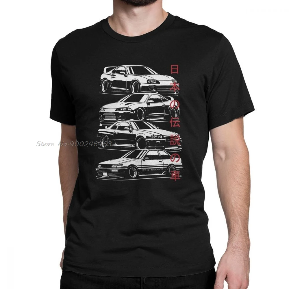 JDM T Shirts Legends Japanese Car Sportcar Automotive Man Adult Tops Novelty T-Shirts Crew Neck Cotton Tees | Мужская одежда