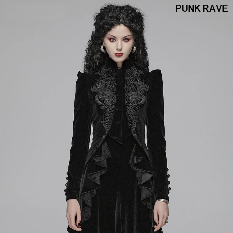 Женский кружевной топ на Хэллоуин готическая Черная куртка с длинными рукавами и