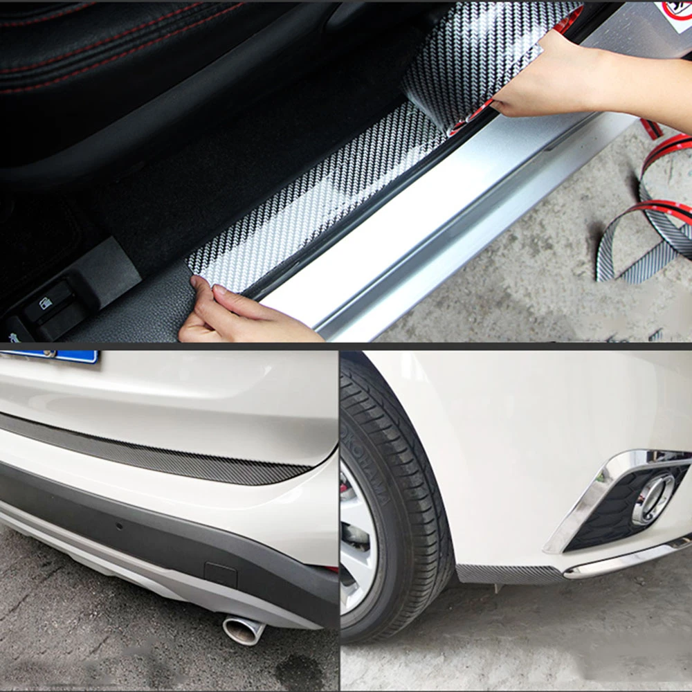 Защитная Наклейка на порог автомобиля наклейка бампер из углеродного волокна
