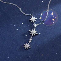 real 100 925 sterling silver fine jewelry cz paved star astral starburst pendant lariat y necklace gtlx2026