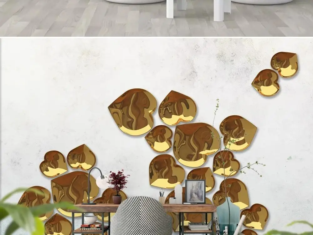 Объемные большие настенные 3D-обои на заказ рельефные золотые листья фон для