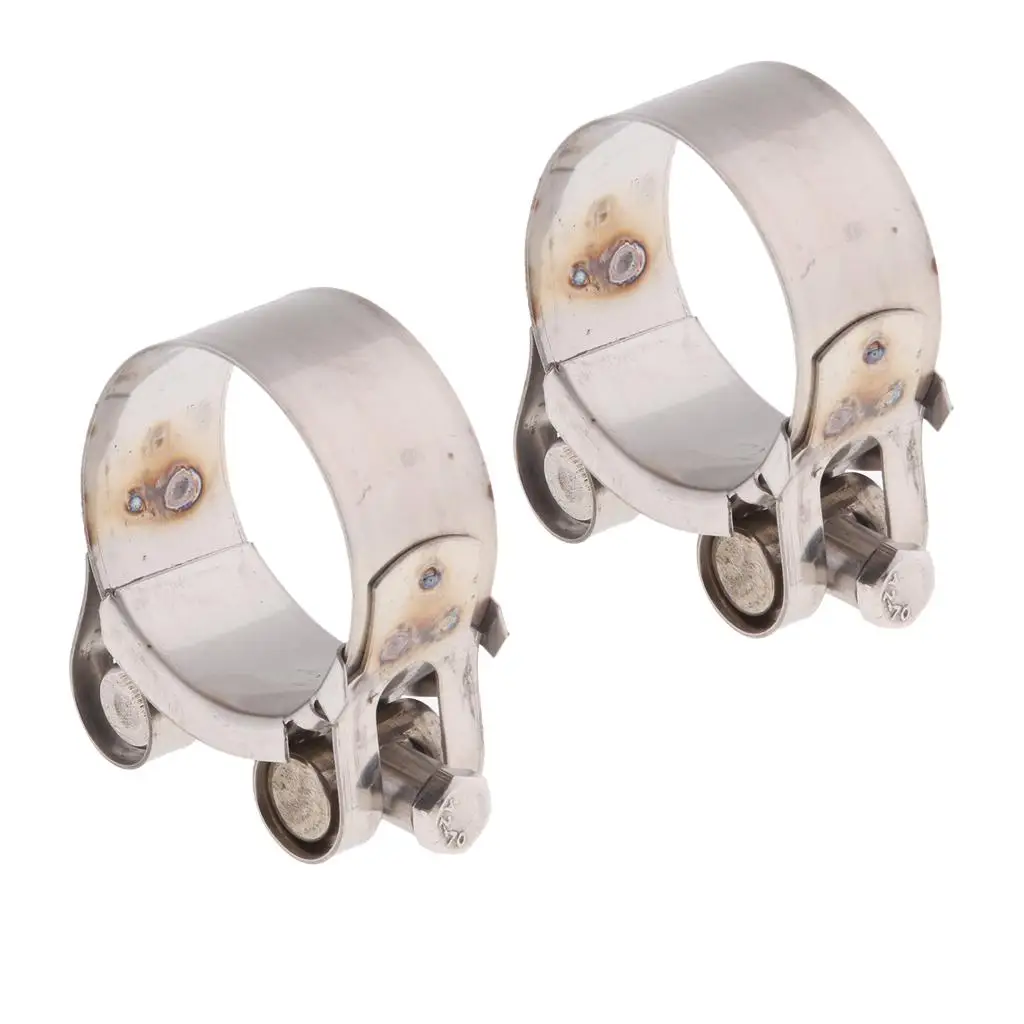 

2pcs Stainless Steel Clamp Clip Motorcycle Bike Exhaust 44-47mm