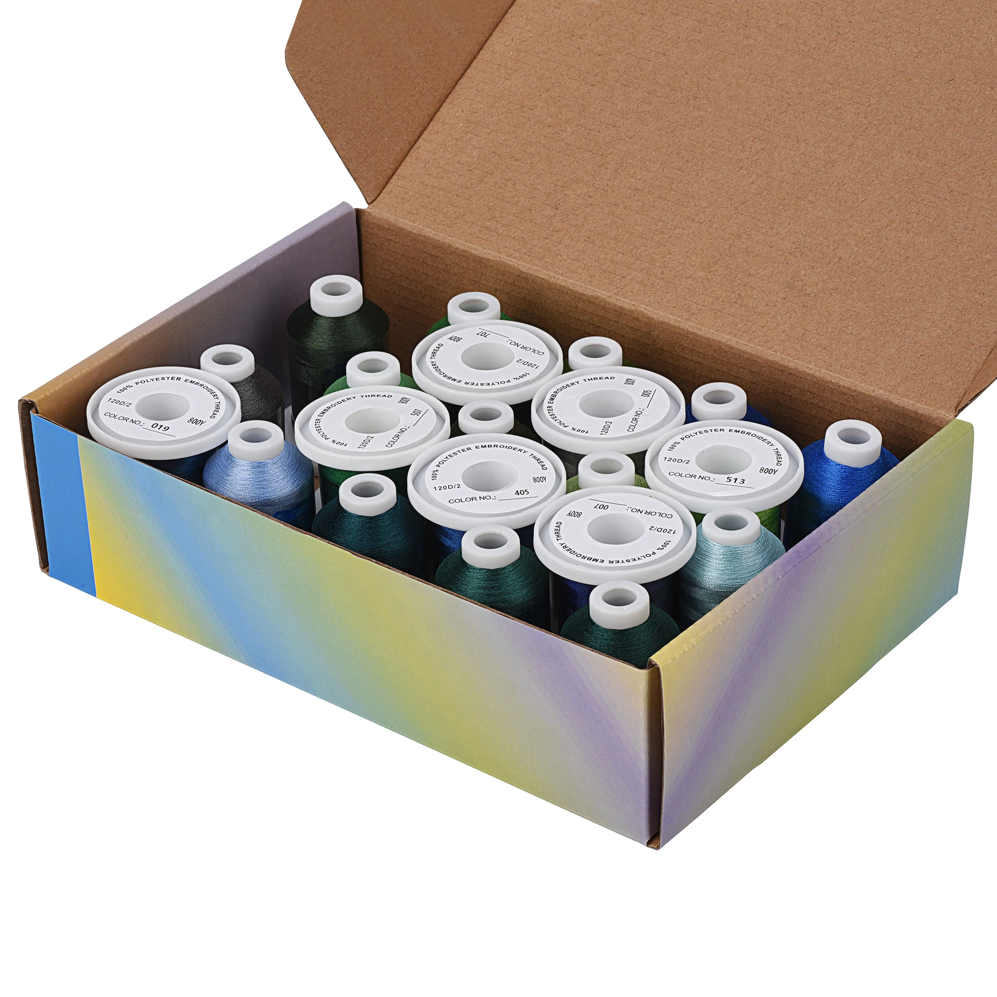 Simthread полиэстер вышивальная машина 21 цвет Brother-синий и зеленый 800Y с