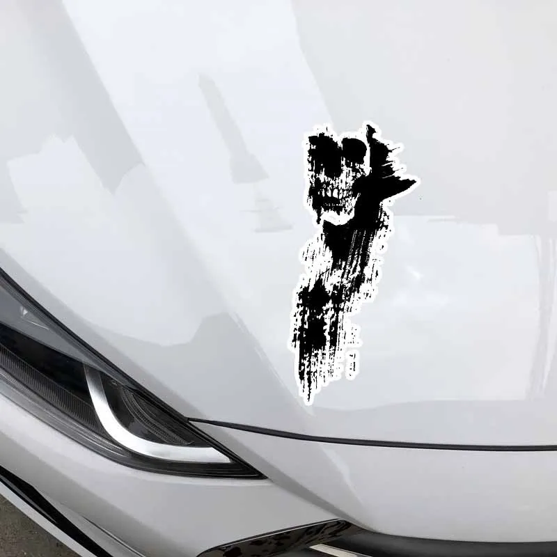 

No Fading Sunscreen Waterproof Car Window Motorcycle Decal Black Silhouette Skull Car Sticker Accessories 6.6CM*16CM