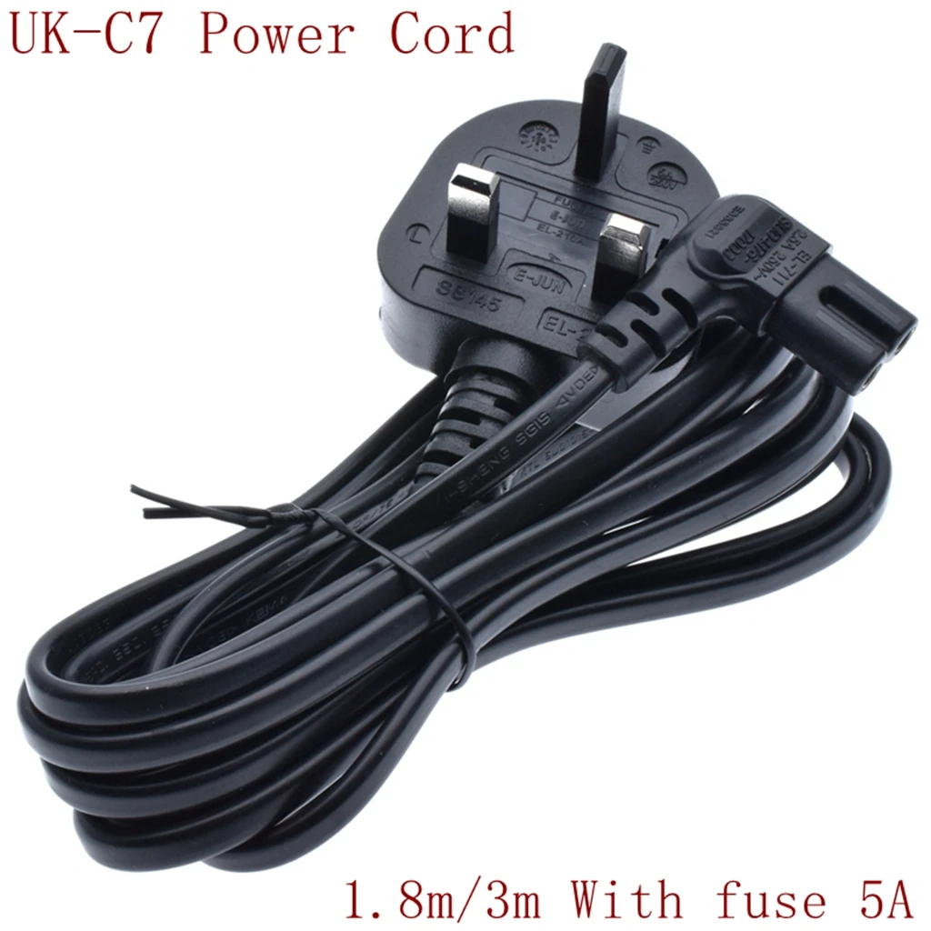 Кабель питания переменного тока 1 8 м/3 м 3 зубца под углом 90 градусов IEC C7 Рисунок
