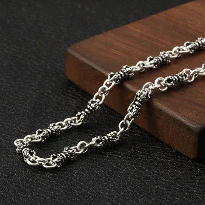 

925 Sterling Silver Necklace 6mm Thick Heavy Vintage Buddha Buddhist Heart Sutra Chains Necklace Christmas gifts