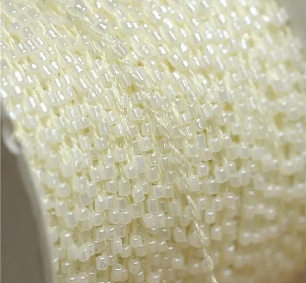 1 м бежевое кружево хрустальные бусины блестящая ткань отделка из бисера лента