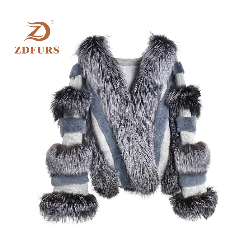 ZDFURS* женский норковый мех с лисьим мехом, пальто, зимняя женская мода jexxi высокое качество, смешанный мех норки, роскошный мех