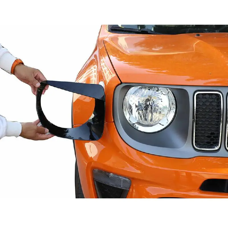 Черный Безель передний светильник головной лампа Angry Eyes накладка ABS для Jeep Renegade 2019