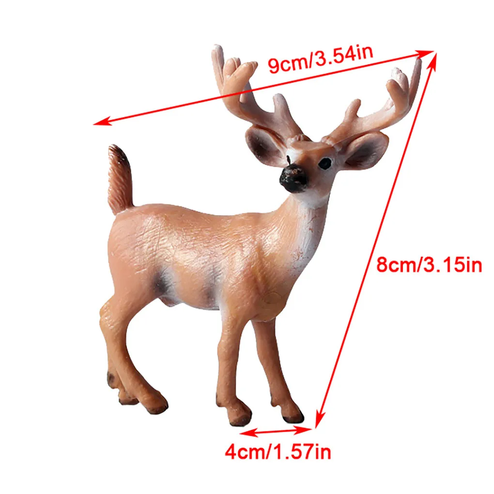

6pcs Animal Figurine Miniature Models Simulation Classic Christmas Reindeer Accessories Plastic Decoration For Home