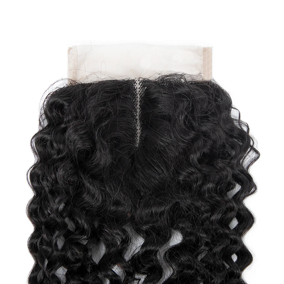 3 шт. пучки волнистых волос с закрытием бразильские натуральные черные