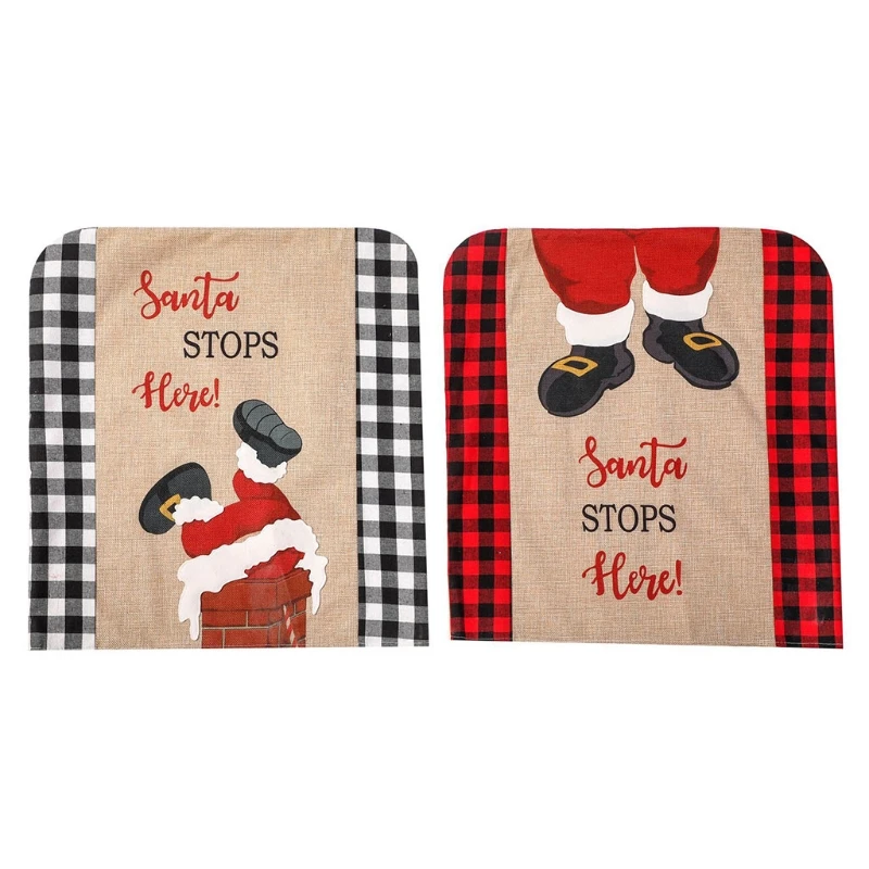 Рождественский чехол на стул с принтом в виде Санты | Дом и сад