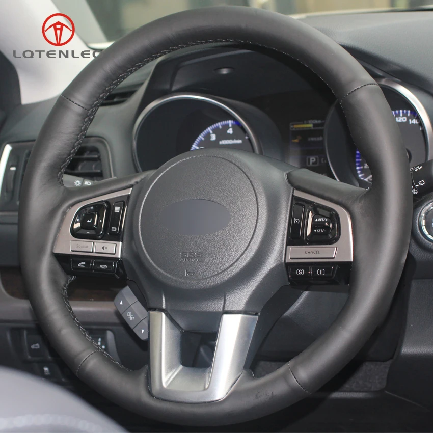 LQTENLEO черный чехол рулевого колеса автомобиля из натуральной кожи для Subaru Legacy XV 2015