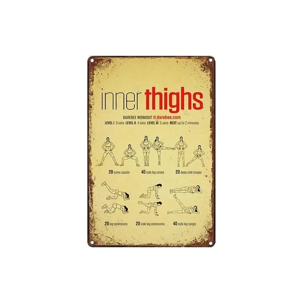 

Vintage Gym Inner Thighs Metal Tin Sign 8x12 Inch Retro Exercise Abdominal Muscles Poster Home outdoor Indoor Wall Decor