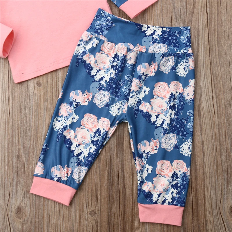 Одежда для маленьких девочек 3 шт. теплая одежда новорожденных топы с цветочным