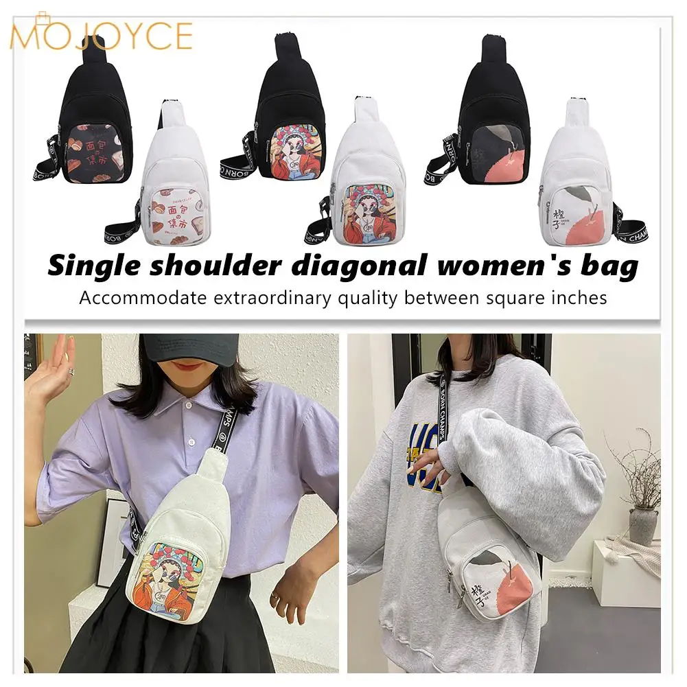 

Fashion Women Printing Canvas Shoulder Crossbody Messenger Bag Casual Ladies Large Capacity Handbags Chest Bags 2021 New