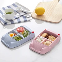 baby food containers infant bamboo fiber training dishes baby feeding sets children tableware car shape bowl cup plates