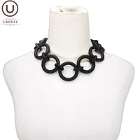 ukebay new handmade choker necklaces black sweater chains for women vintage clothing jewelry accessories rubber pendant necklace
