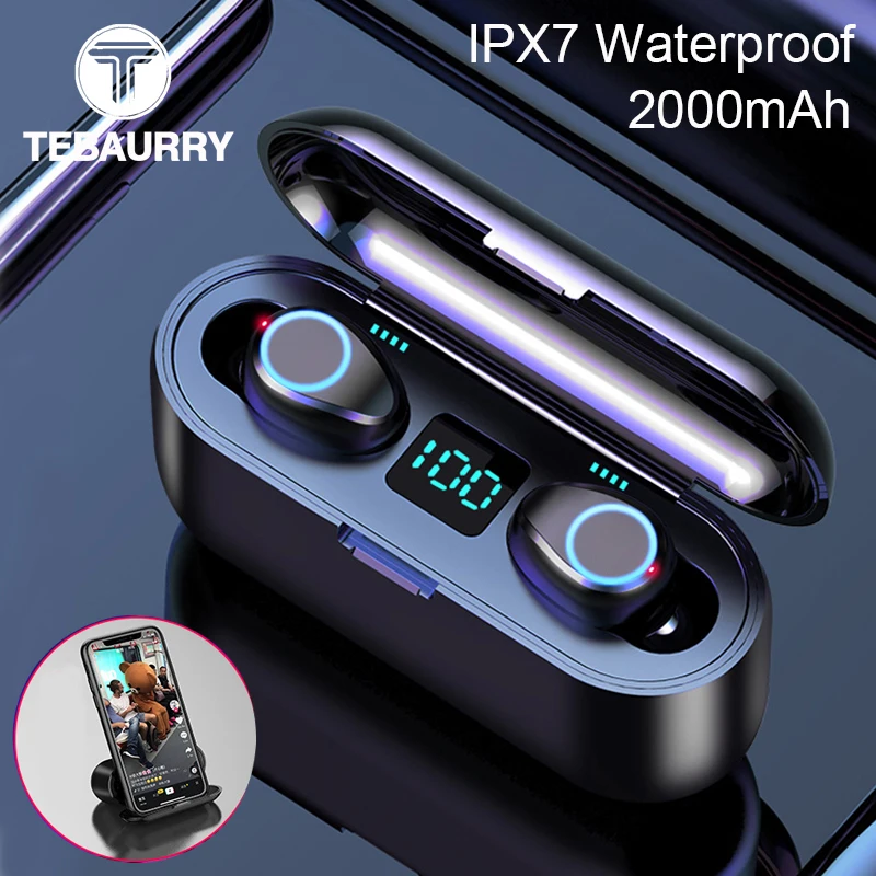 F9 Bluetooth V5.0 наушники Беспроводные 9D стерео Спортивная гарнитура TWS мини с внешним