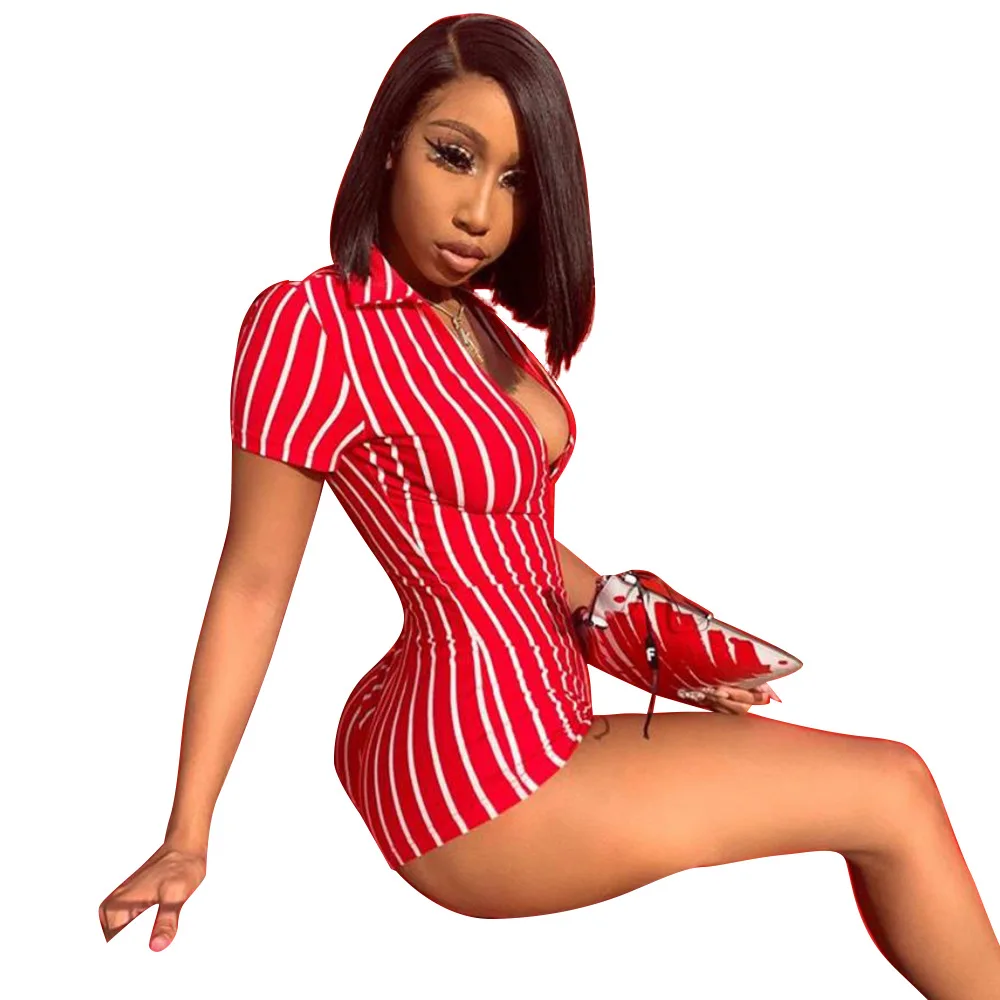 

92P1734785 Summer fashion versatile new women's sexy hip high waist striped one-piece shorts jumpsuit women