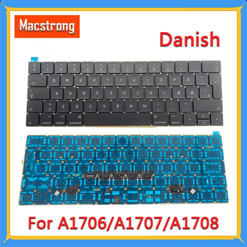

New Original 13" A1706/A1708 Danish Keyboard for Macbook Pro Retina 15" A1707 Keyboard With Backlight Sheet Cover 2016 2017