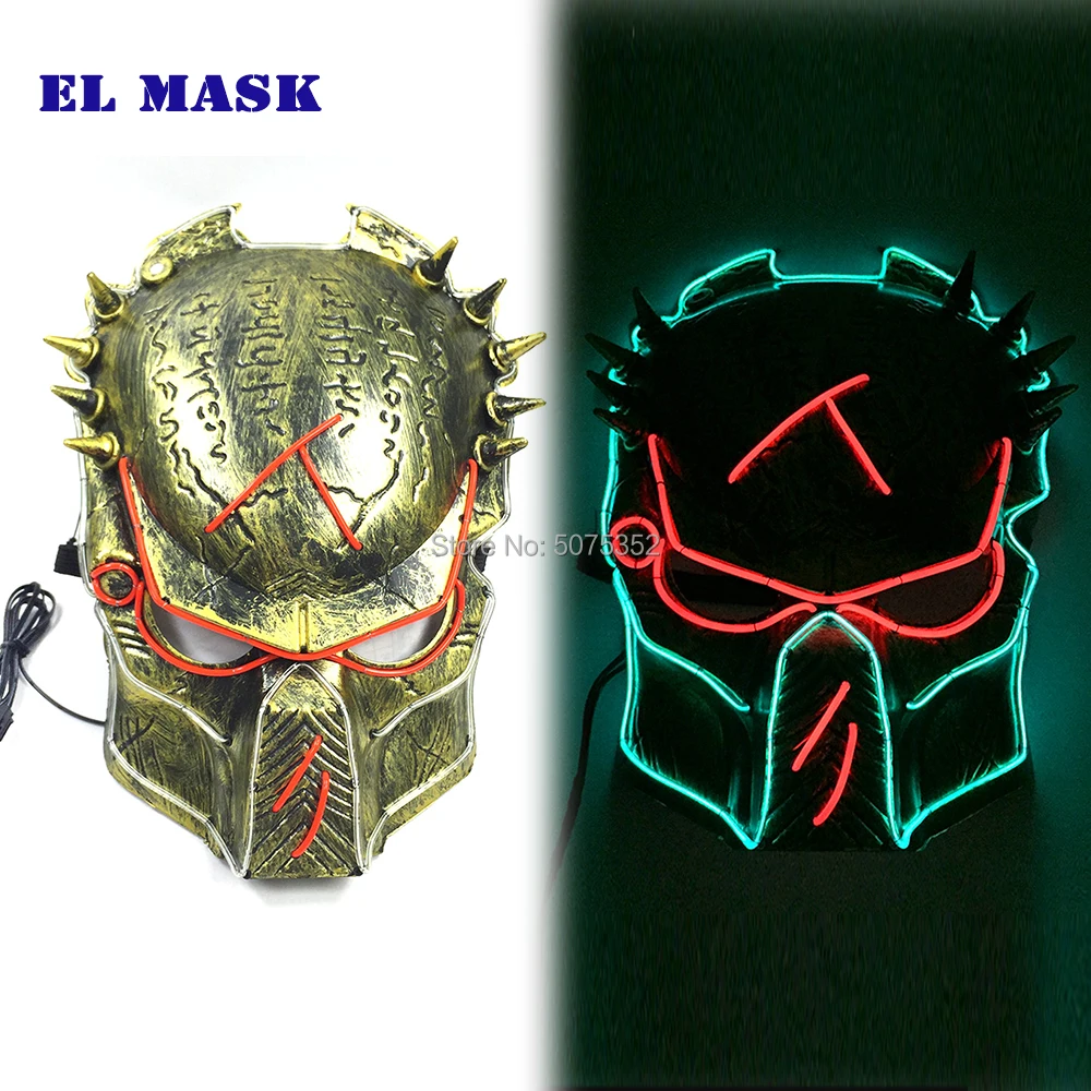 Фото Аниме Хищник EL Wire маска танцевальный DJ Косплей неоновая с Подсветкой