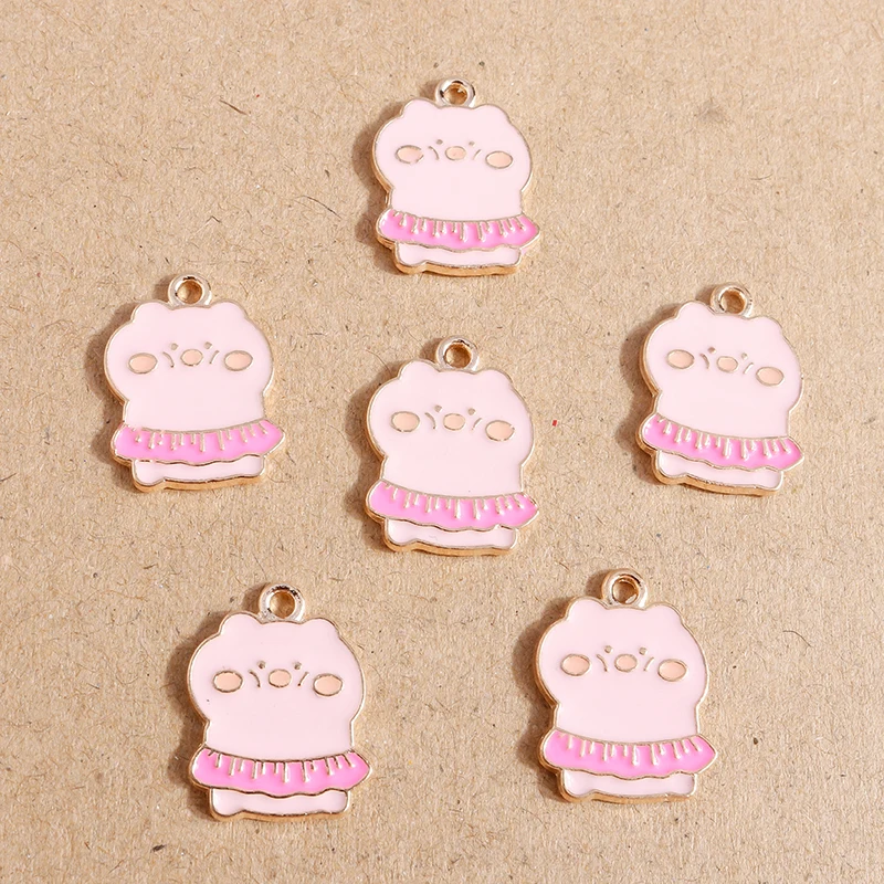

10pcs 15*19mm Animal Charms Cartoon Enamel Pig Charms Pendant for Jewelry Making DIY Necklaces Earrings Handmade Craft Accessory