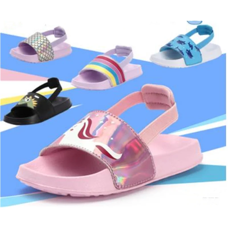 

2022 Summer New Baby Boys Girls Sandals Soft Soled Anti-Slip Children Slipper Cute Cartoon Kids Flat Beach Shoes X0060