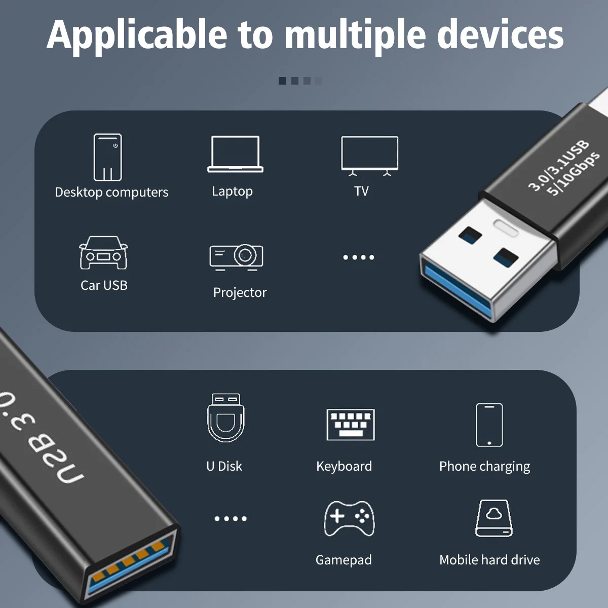 USB3.0 Connector USB To Adapter 5Gbps Gen1 Male to Female Converter SSD HDD Cable Extender 3.0 Extension Plug | Компьютеры и офис