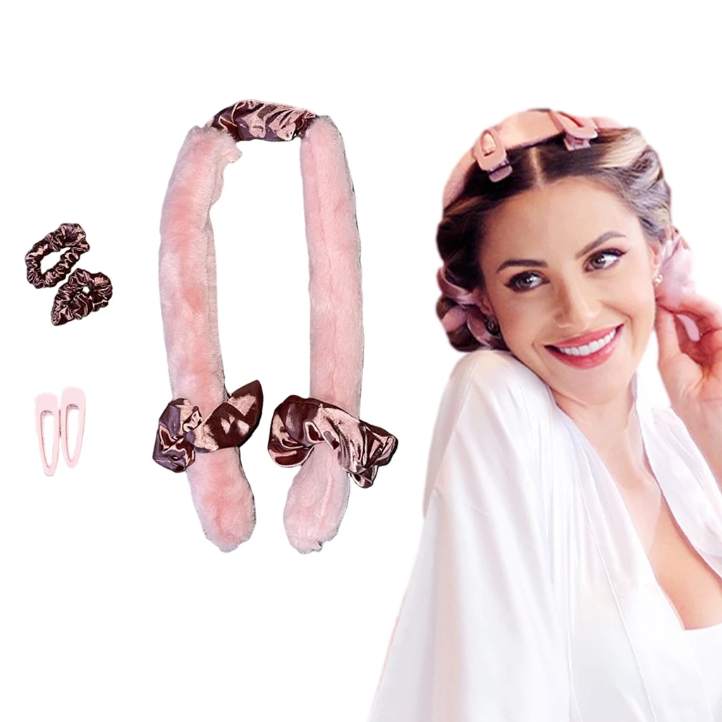 

No Heat Hair Curlers Silk Flannel Curls Headband Curling for Natural Long 2x Hair Clip