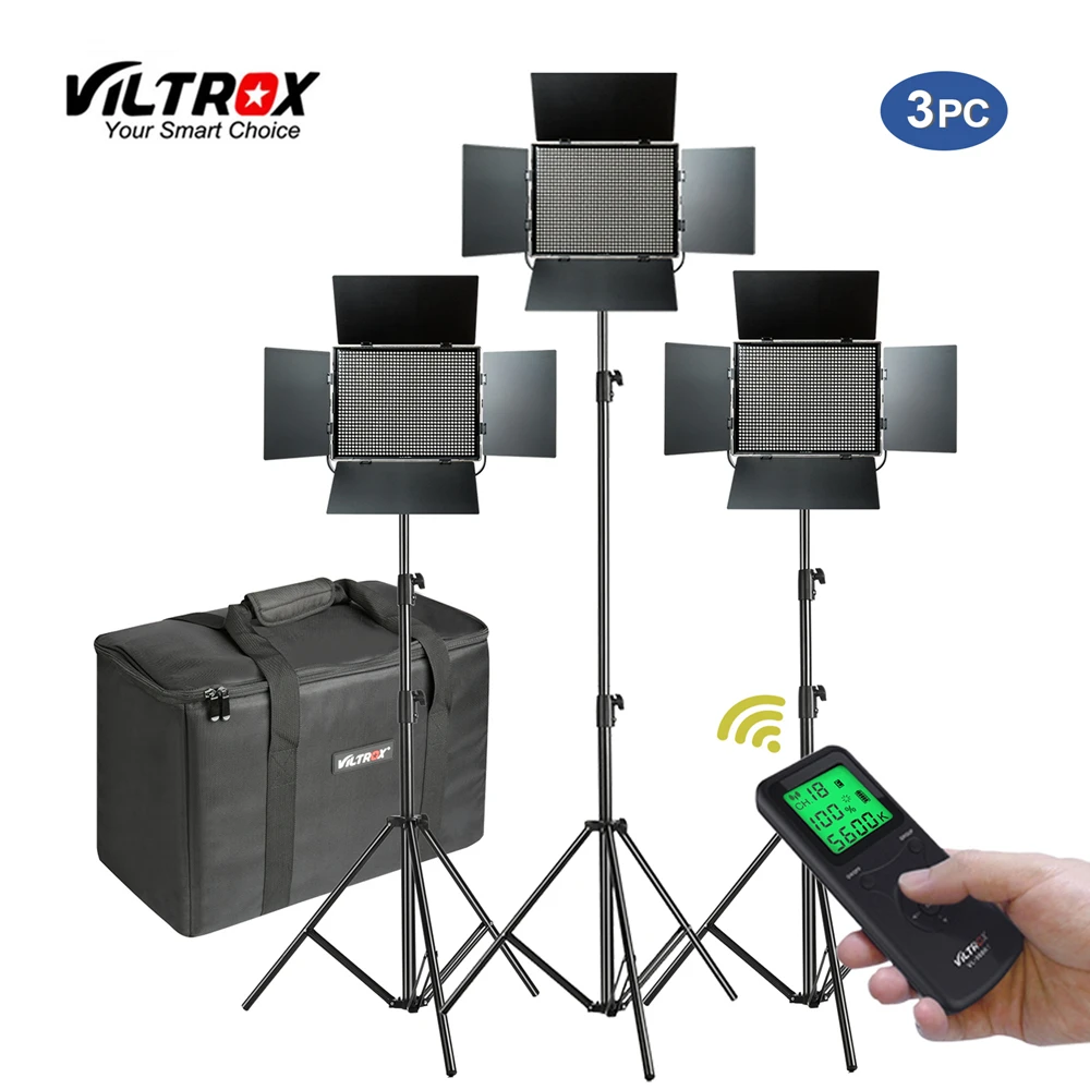 

Viltrox VL-D85T 3PCS Video LED Light Studio Bi-color Slim Dimmable Lamp + 3x75" Light Stand for Camera Studio Portrait Shooting