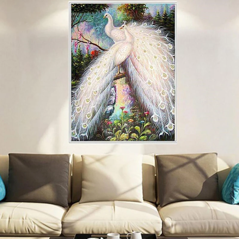 

2020 NEW DIY 5D Diamond Embroidery Diamond Mosaic Two PeacockS Round Diamond Painting Cross Stitch Kits Home Decoration FOR GIFT