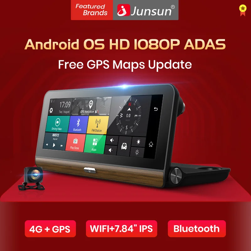 Junsun E31P Pro Автомобильный видеорегистратор Камера 4G ADAS 7,8" Android OS gps навигатор регистратор видео видеорегистратор с двумя камерами s morror