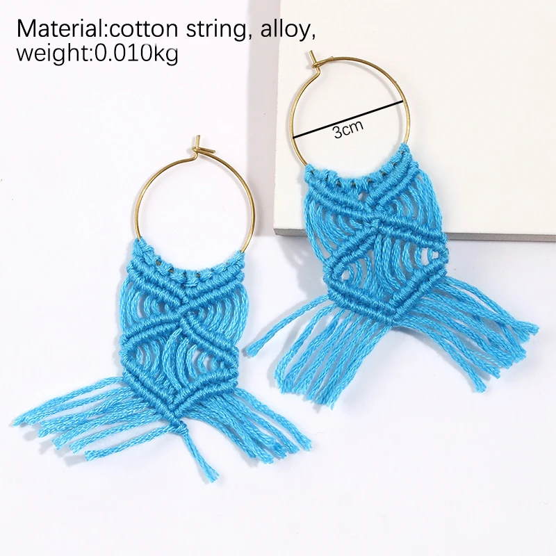 Cpop новые серьги в стиле бохо Этнические Ручной Работы Макраме модные с