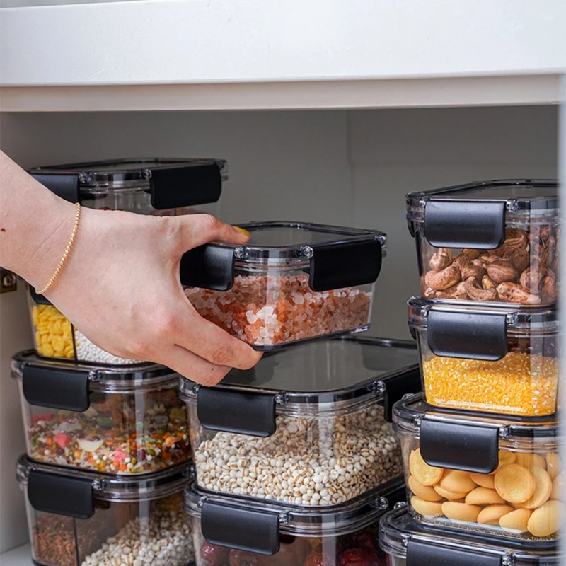

1100ML Refrigerator Storage Box Portable Fruit Food Fresh Box Transparent Seasoning Container Home Kitchen Supplies