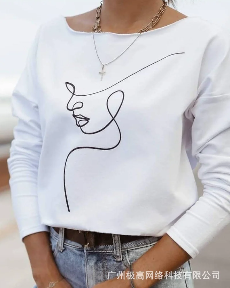 

Women's 2021 New Printed Round Neck Top