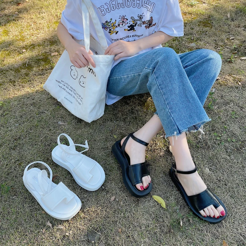 

Clogs Wedge Buckle Strap Heel Shoe Thick 2021 Sandals Suit Female Beige Med All-Match Platform Comfy New Black Fashion Medium Co