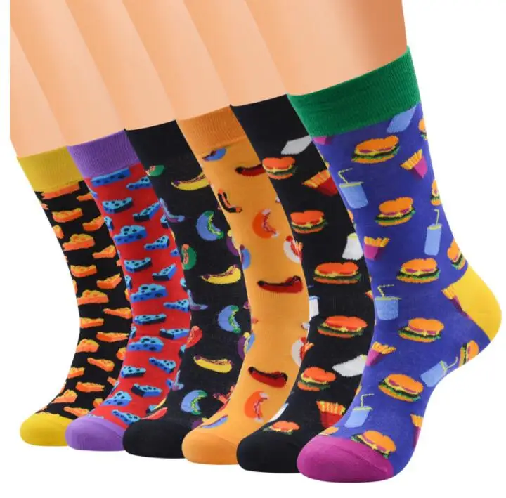 Модные художественные Носки с рисунком счастливые мужские носки из хлопка