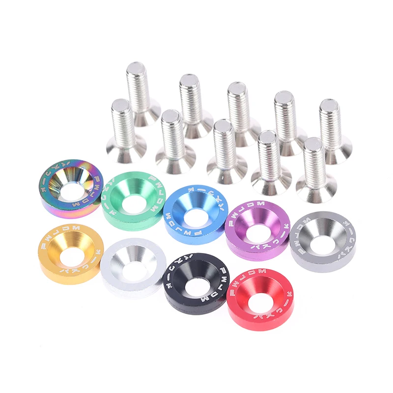 

10Pcs Car Modified Hex Fasteners Fender Washer Bumper Engine Concave Screws