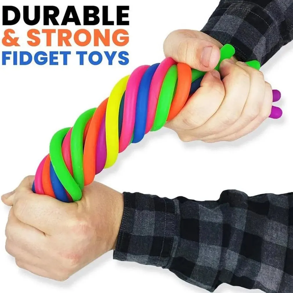 

4pcs/lot TPR Soft Anti Stress Rope Toys Fidget Noodle Stretch/Pull/Twirl/Wrap/Squeeze Toy Neon slings DIY Hand-knit Rope