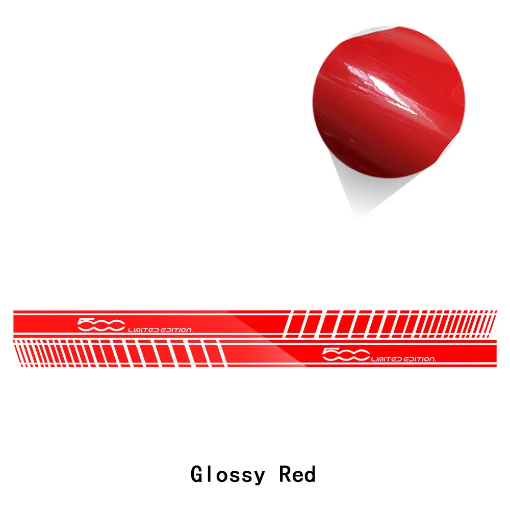gloss red Автомобильный Стайлинг, наклейка на боковую юбку, ограниченная серия, украшение для тела, гоночная наклейка в полоску для Fiat 500 Bravo Doble Panda Ducato, аксессуары - Название цвета: gloss red